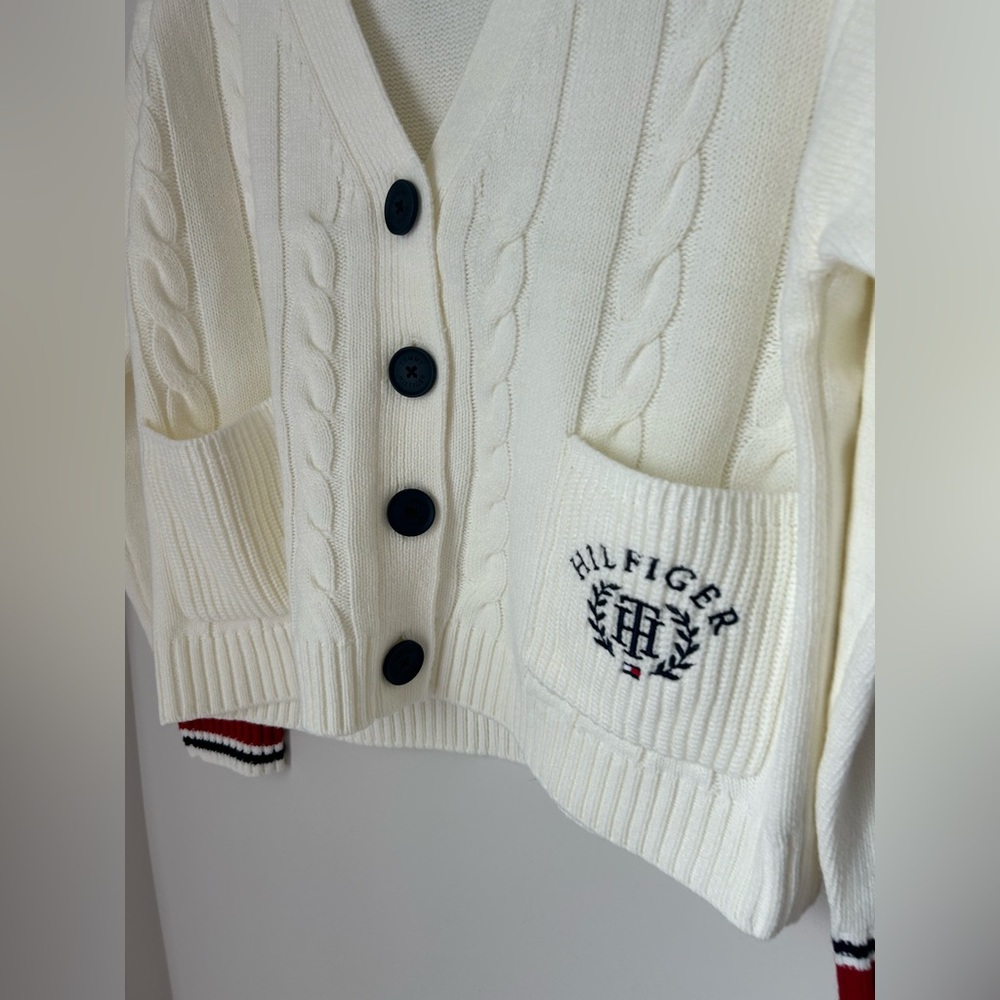 Tommy Hilfiger Cream Button Up Sweater - Picture 2 of 4